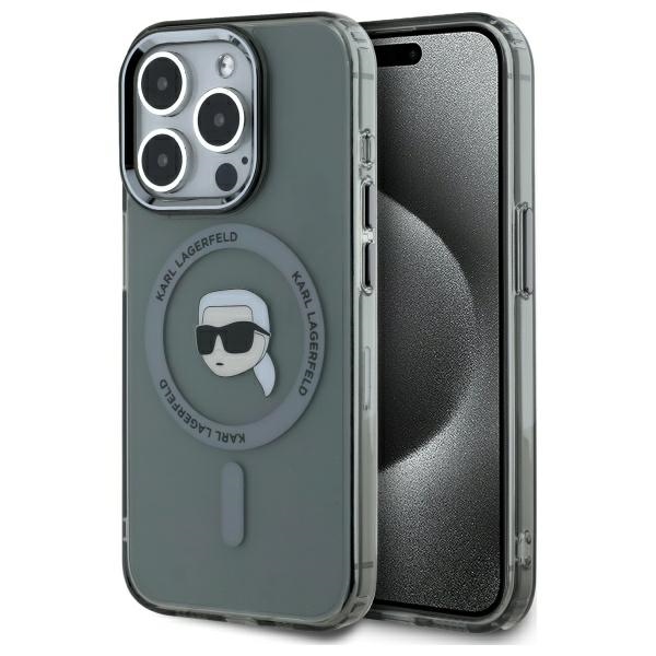 Karl Lagerfeld KLHMP15XHLSKIK iPhone 15 Pro Max 6.7" black hardcase IML Metal Karl Head MagS