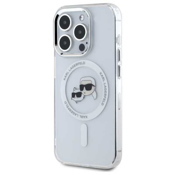 Karl Lagerfeld KLHMP15LHLSKCH iPhone 15 Pro 6.1" white hardcase IML Metal Karl&Choupette Head - Image 2
