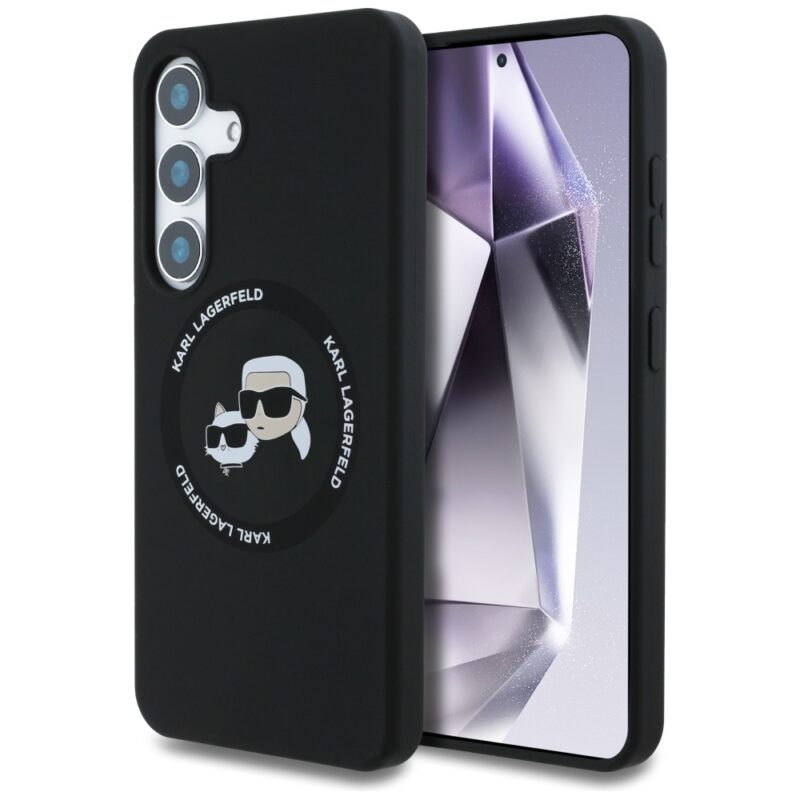 Case Karl Lagerfeld Silicone Double Heads And Circle MagSafe for Samsung Galaxy S25+ black