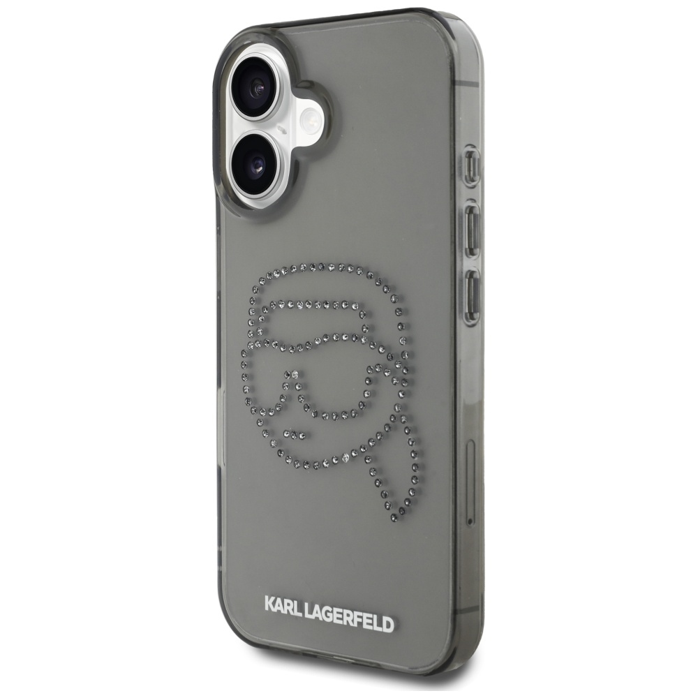 Case Karl Lagerfeld IML Rhinestones Karl Head for iPhone 16 black - Image 2