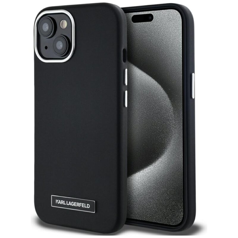 Case Karl Lagerfeld  FW Metal Plate MagSafe for iPhone 15 black