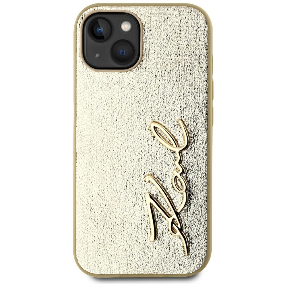 Case Karl Lagerfeld Wrinkled Metal Signature for iPhone 15 gold - Image 3
