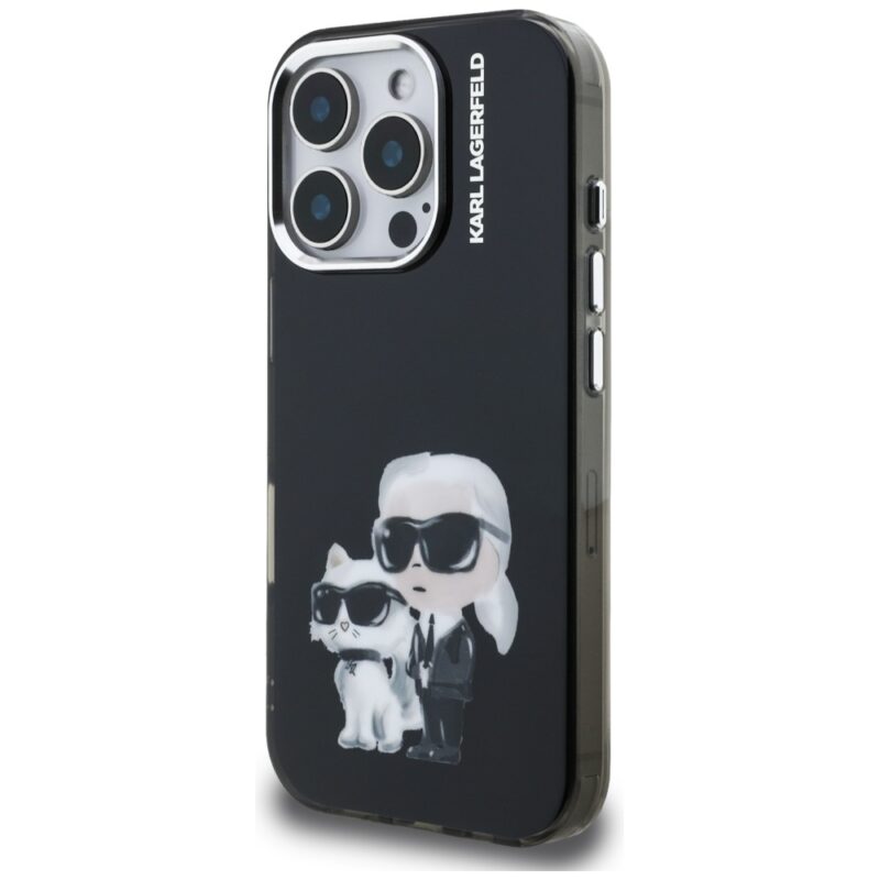 Case Karl Lagerfeld IML Aquarelle Karl & Choupette & Logo for iPhone 16 Pro black - Image 2