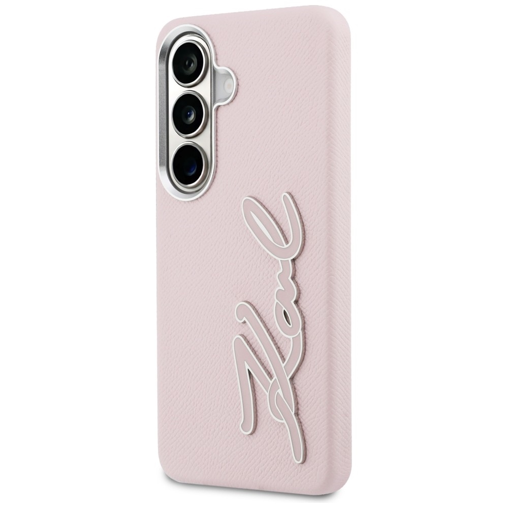 Case Karl Lagerfeld Grained Signature Metal Resin Logo for Samsung Galaxy S26 pink - Image 2