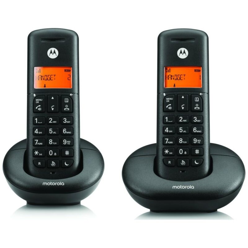 Set of Motorola E202 cordless landline phones 2 pcs. black