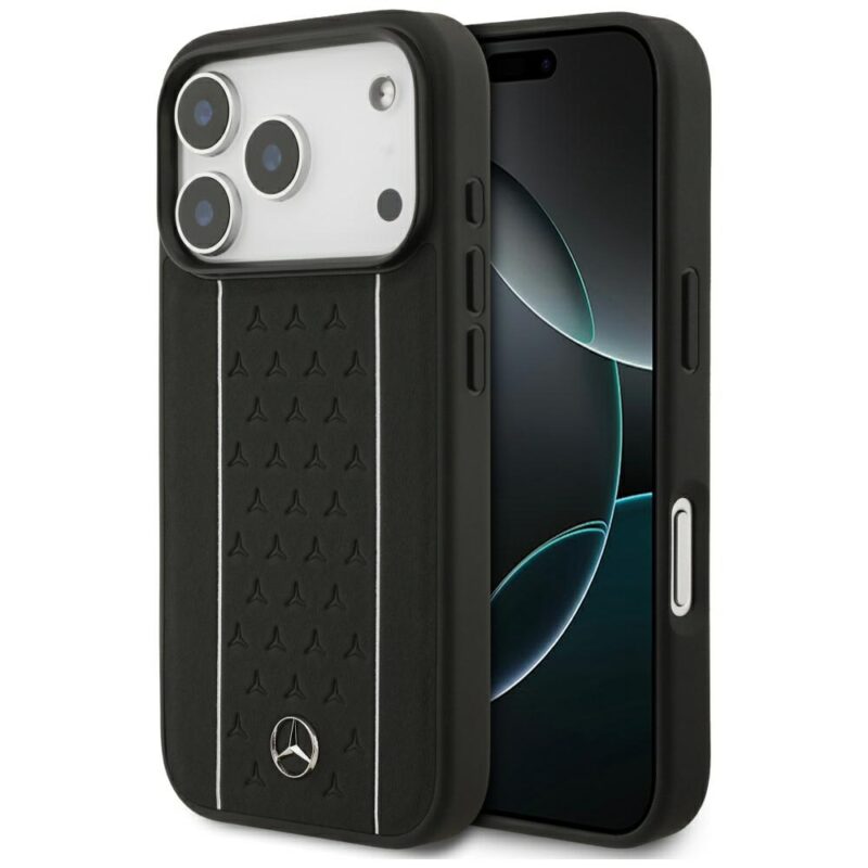 Mercedes Leather Star Pattern Stripes MagSafe Case for iPhone 17 Pro Black - Image 2