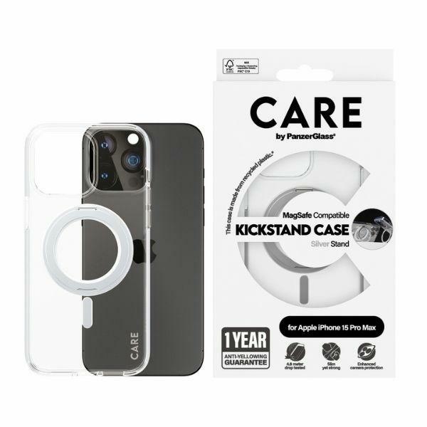 CARE by PanzerGlass Kickstand Case for iPhone 15 Pro Max 6.7" MagSafe silver 1415