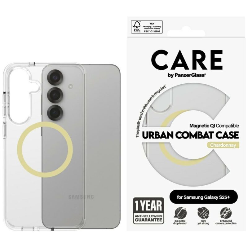 Etui CARE by PanzerGlass Flagship Urban  Combat Chardonnay QI do Samsung Galaxy S25+transparent