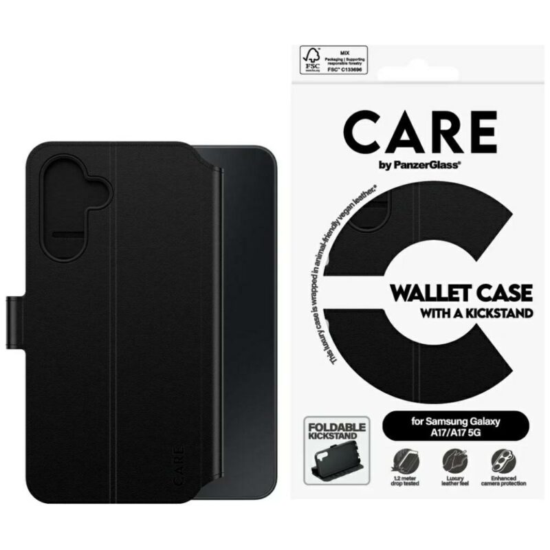 Case CARE by PanzerGlass Wallet Case M. Kickstand for Samsung Galaxy M17 5G / A17 / A17 5G black