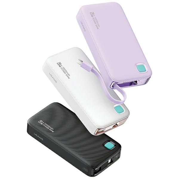 USAMS Powerbank with Retractable Cable USB-CRetractable 10000 mAh PD 20W Fast Charge XY Series Black - Image 2