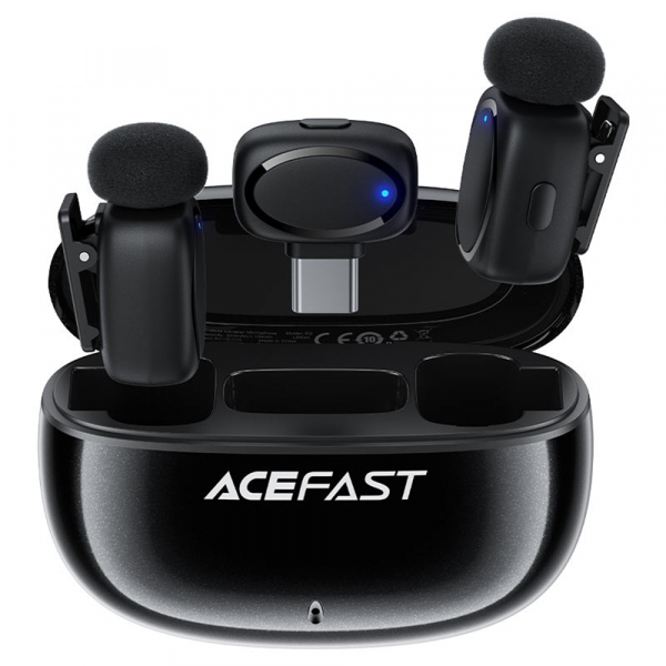 Wireless Microphone Acefast R2, USB-C, 2-Pack, Black