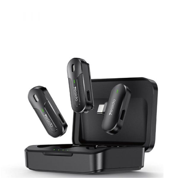 Wireless Microphone Yesido KR17, USB-C, 2-Pack, Black