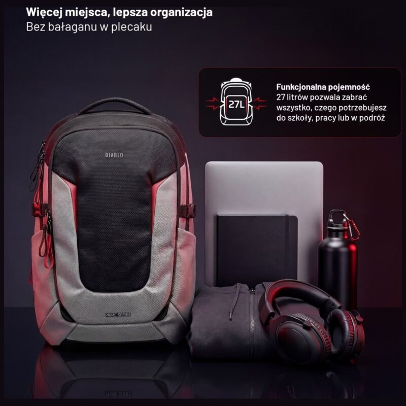 Diablo Chairs Prime Multifunctional Laptop Backpack black grey - Image 4