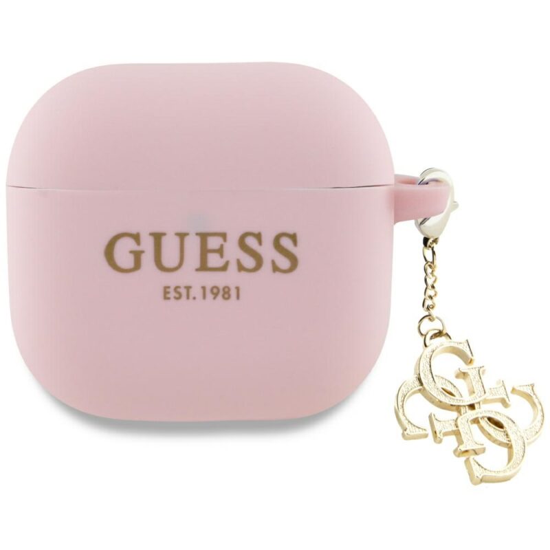 Guess GUA4LECG4P AirPods 4 cover pink Silicone 4G Charm
