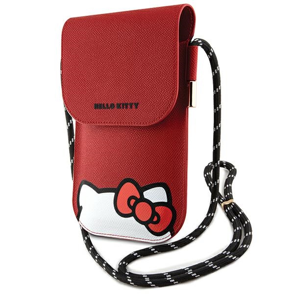 Hello Kitty HKOWBPSCKER Red Leather Handbag with Hiding Kitty Cord
