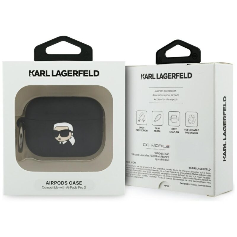 Case Karl Lagerfeld Silicone Karl Head 3D for AirPods Pro 3 black - Image 4