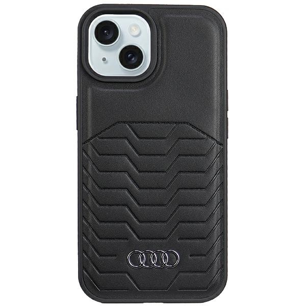 Audi Synthetic Leather MagSafe iPhone 15 / 14 / 13 6.1" black hardcase AU-TPUPCMIP15-GT/D3-BK