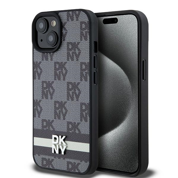 DKNY DKHCP14SPCPTSSK iPhone 14 / 15 / 13 6.1 inch black hardcase Leather Checkered Mono Pattern & Pr