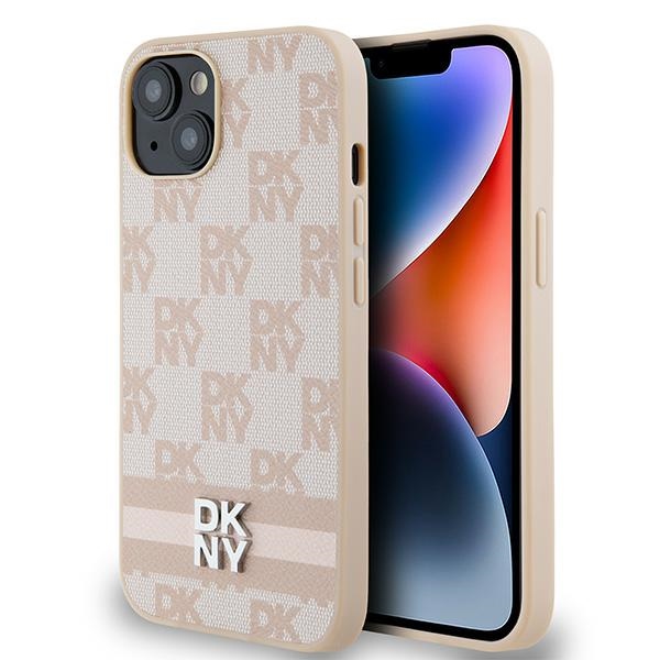 DKNY DKHCP14SPCPTSSP iPhone 14 / 15 / 13 6.1 inch pink hardcase Leather Checkered Mono Pattern & Pri