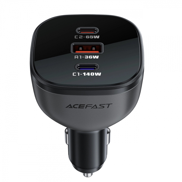 Car Charger Acefast B14, 165W, 5A, 1 x USB-A - 2 x USB-C, Black - Image 3