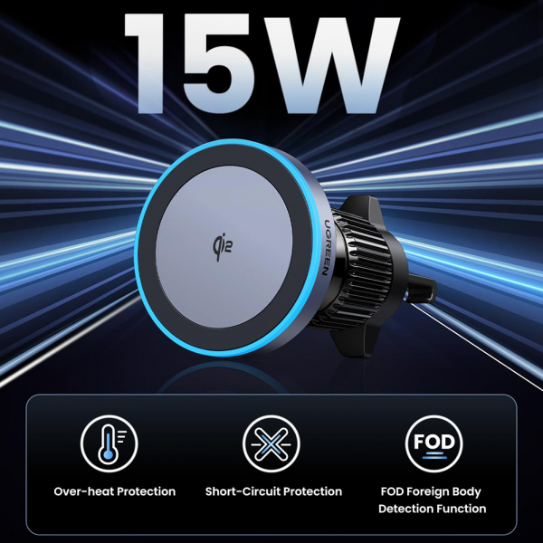 Wireless Car Charger UGREEN W708, 15W, 1.67A, Black - Image 2
