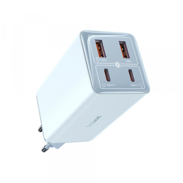Wall Charger Baseus GaN6 Pro, 100W, 3.25A, 2 x USB-A - 2 x USB-C, with USB-C Cable, Blue P10162705312-00 - Image 2
