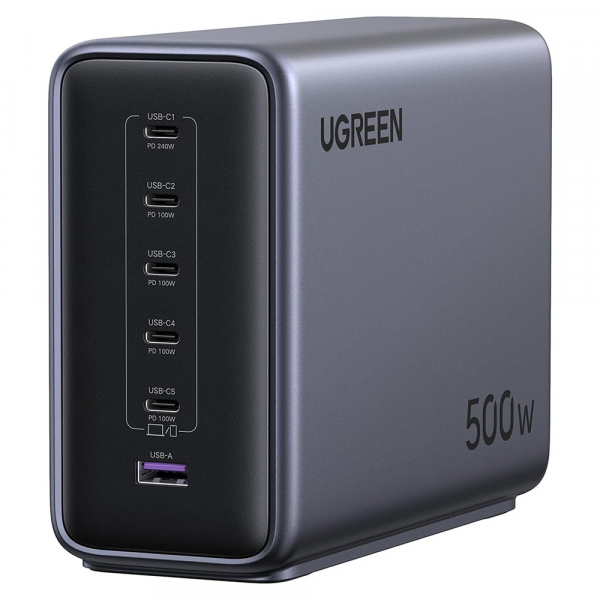 Desktop Charger UGREEN Nexode X759 (55550B), 500W, 5A, 1 x USB-A - 5 x USB-C, Grey