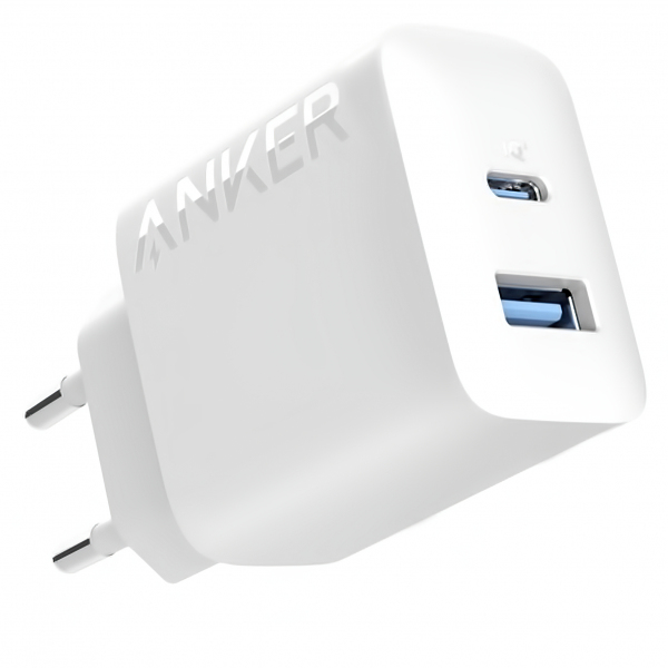 Wall Charger Anker 312, 20W, 3A, 1 x USB-A - 1 x USB-C, White A2348G21
