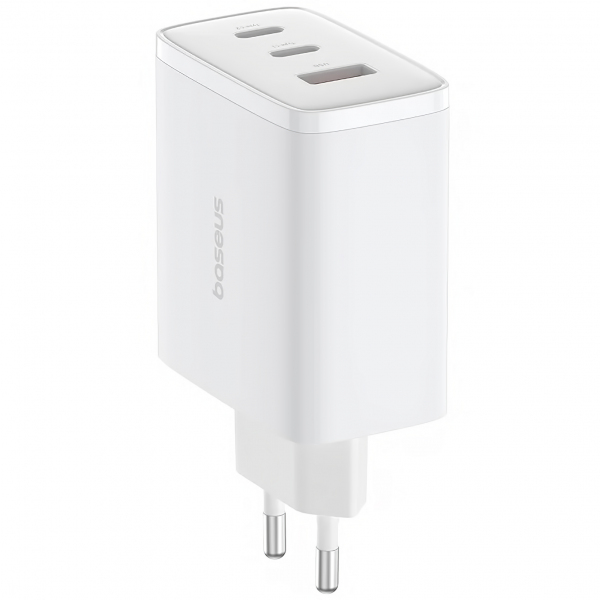 Wall Charger Baseus Cube Pro, 65W, 3.25A, 1 x USB-A - 2 x USB-C, White P10152301213-00