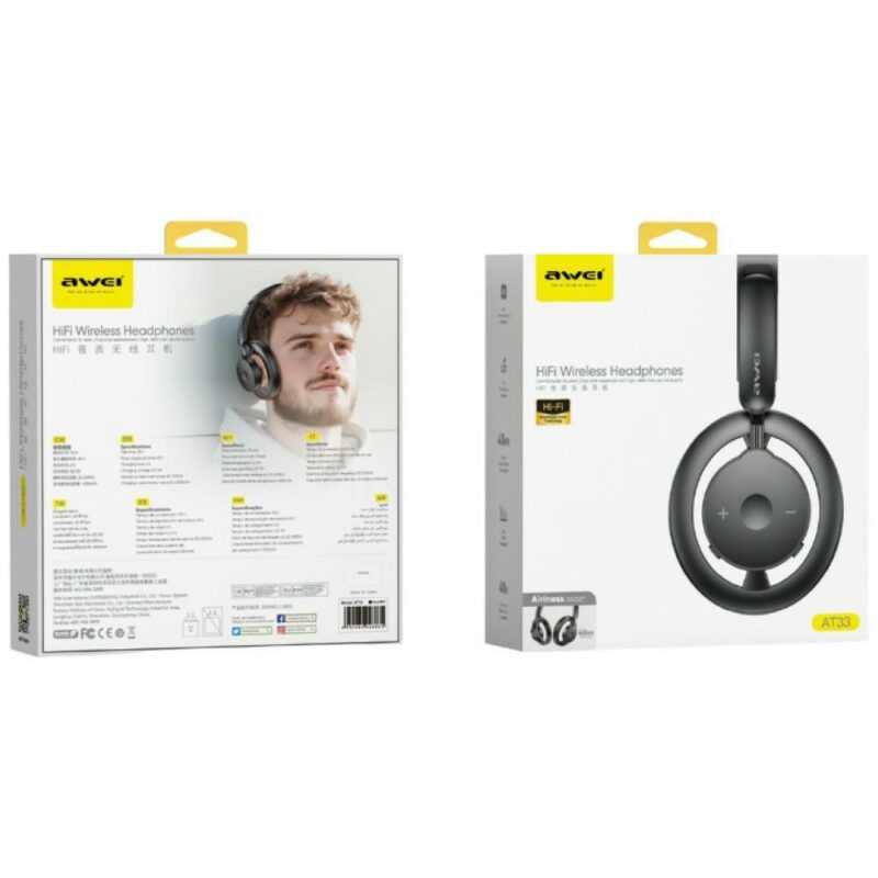 Wireless Over-Ear Headphones AWEI AT33 black - Image 2