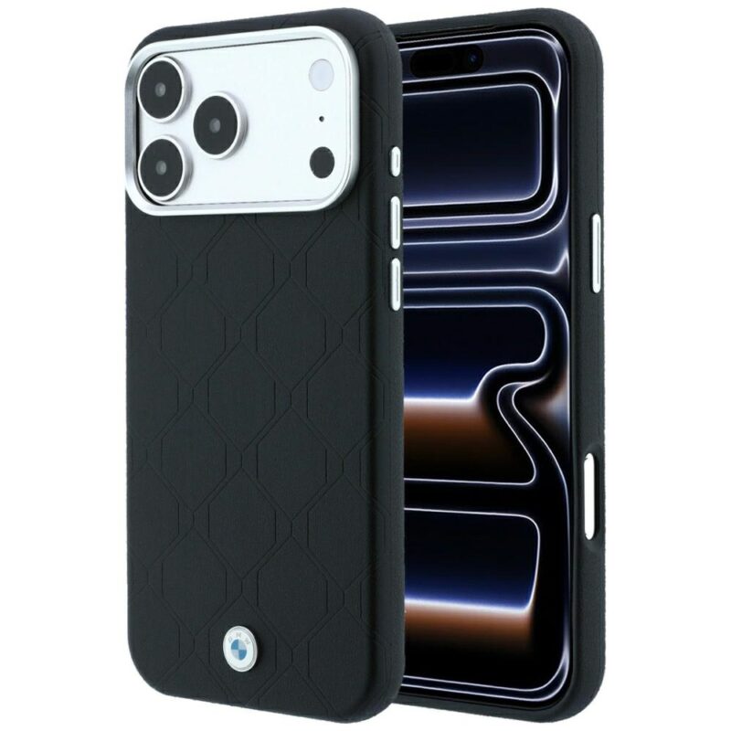 BMW Sign Deboss Quilted Metal Logo MagSafe Case for iPhone 18 Pro / 17 Pro Black