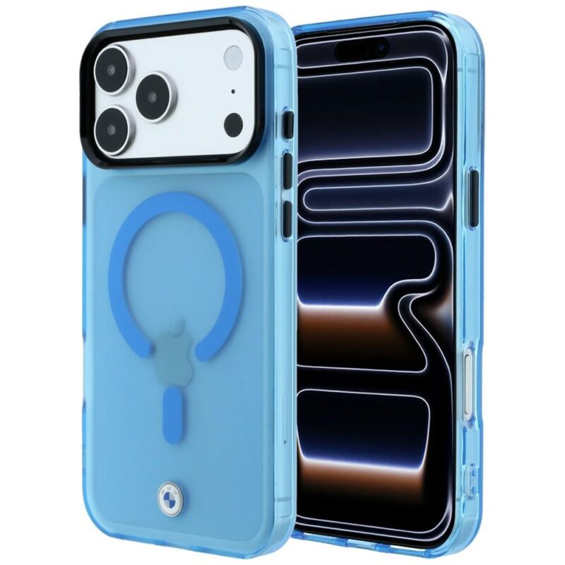 Case BMW Sign Frosted IML & MetaL Logo MagSafe for iPhone 18 Pro / 17 Pro blue