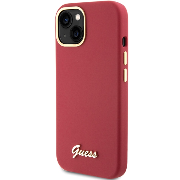 Guess GUHCP15SSMBSLM iPhone 15 / 14 / 13 6.1" magenta hardcase Silicone Script Metal Logo & Frame - Image 2