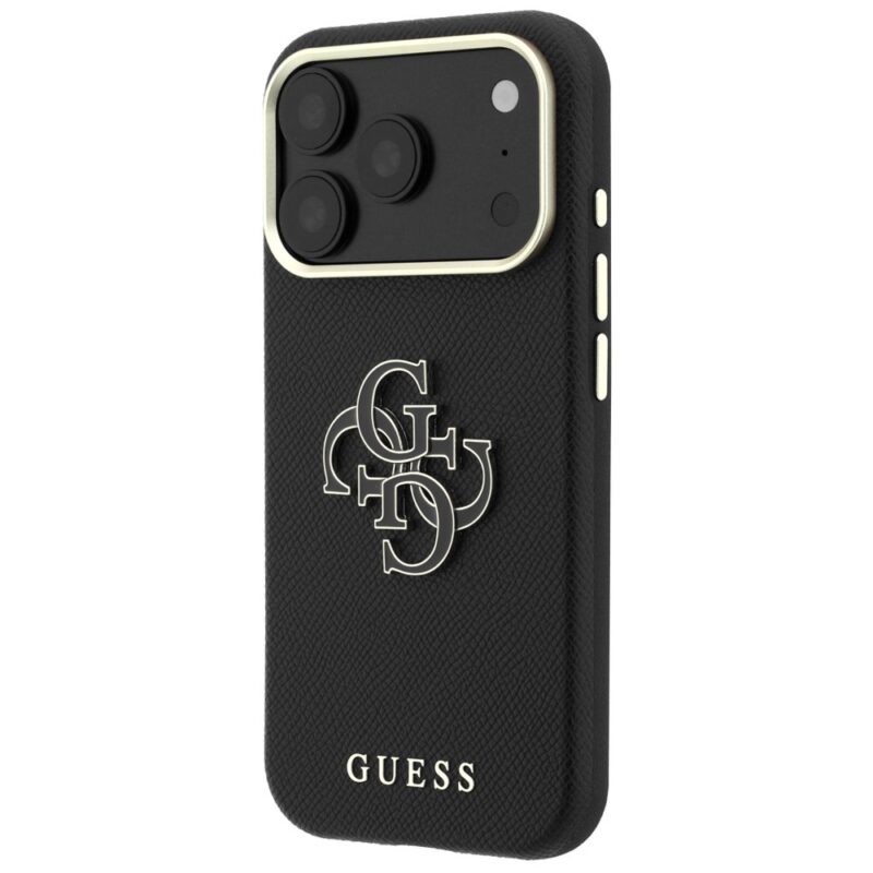 Guess Grained & Big Resin Logo Case for iPhone 18 Pro Max / 17 Pro Max – Black - Image 2