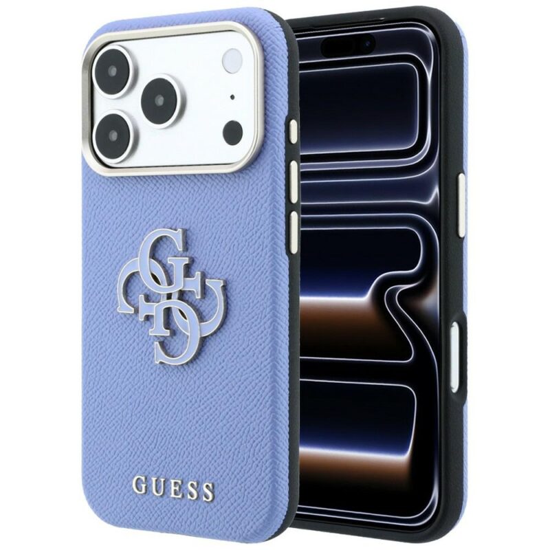Guess Grained & Big Resin Logo case for iPhone 18 Pro Max / 17 Pro Max blue