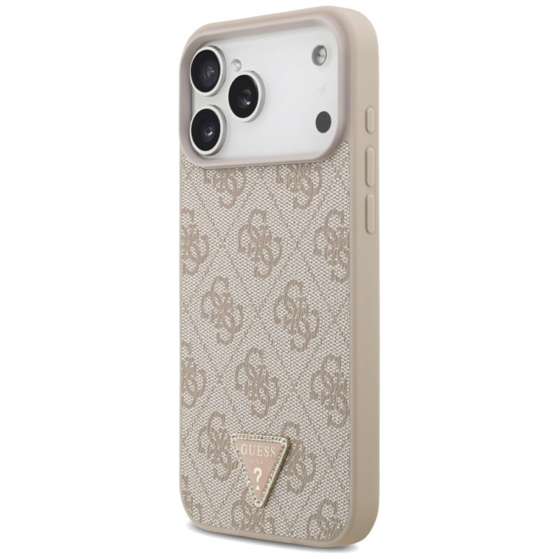 Guess Leather 4G Triangle Strass MagSafe Case for iPhone 18 Pro Max / 17 Pro Max Pink - Image 2