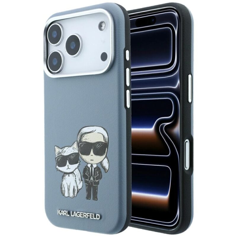 Case Karl Lagerfeld Smooth Karl & Choupette Bodies Sketch MagSafefor iPhone 18 Pro /17 Pro lightblue