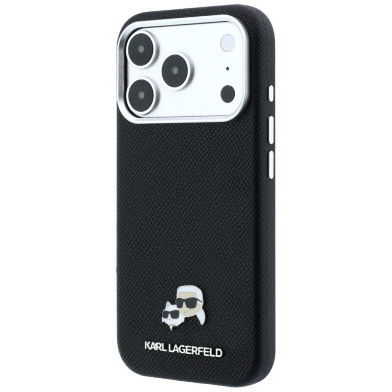 Case Karl Lagerfeld Grained Heads Metal MagSafe for iPhone 18 Pro Max / 17 Pro Max black - Image 2