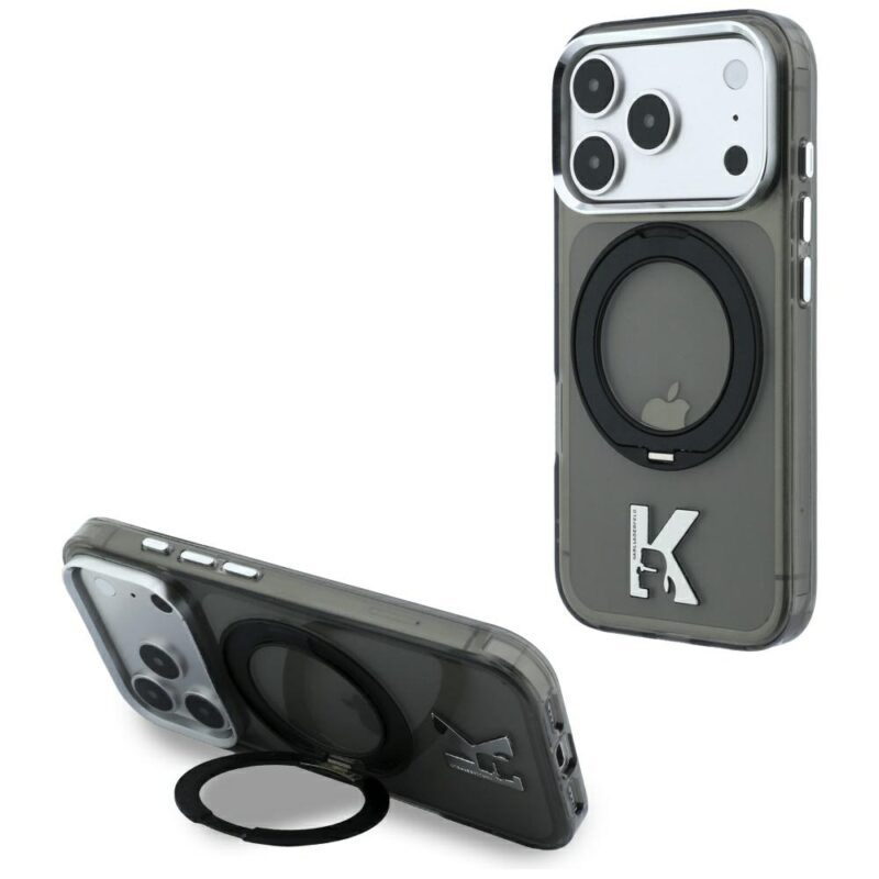 Karl Lagerfeld IML Ring Stand 360 Kameo Metal MagSafe Case for iPhone 18 Pro / 17 Pro Black - Image 2