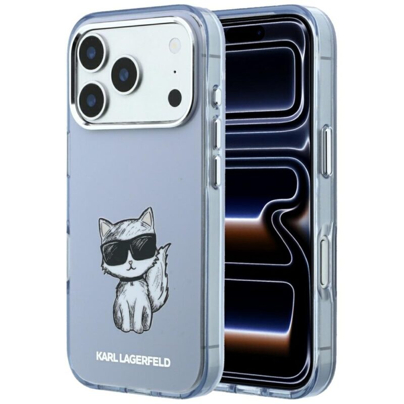 Case Karl Lagerfeld IML Choupette Body Sketch Print MagSafe for iPhone 18 Pro / 17 Pro Light Blue