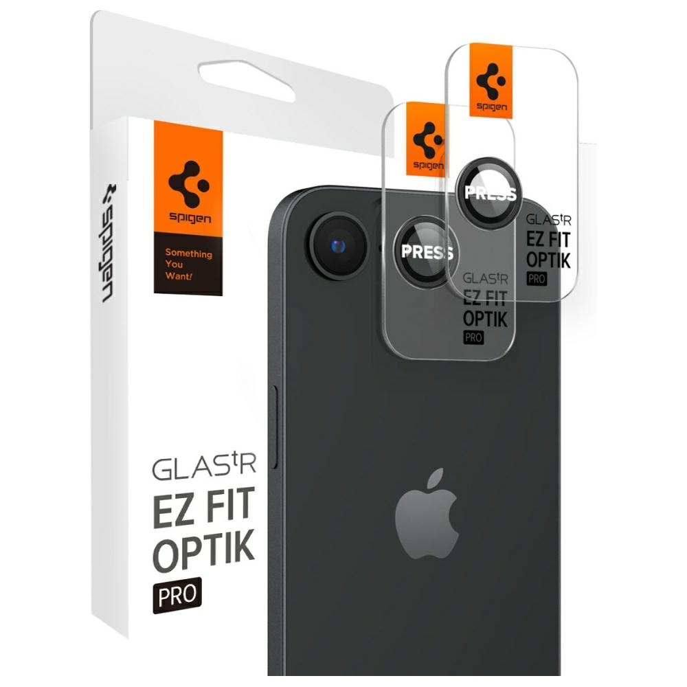 Camera cover Spigen Optik Pro Glas.TR "EZ FIT" Camera Protector 2pcs for iPhone 16e / 17e black
