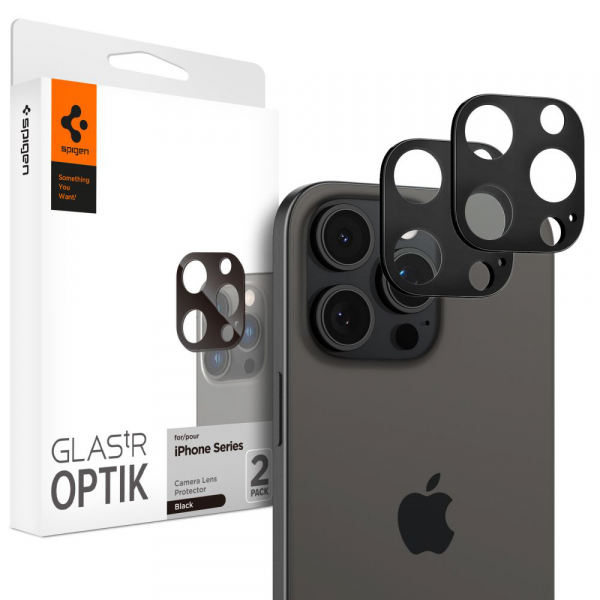 Camera Lens Protector Spigen GlastR Optik for Apple iPhone 16 Pro Max, 2-Pack, Black AGL05273