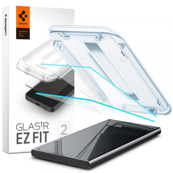Front Cover Clear Screen Protector Spigen GlastR EZ FIT for Samsung Galaxy S24 Ultra S928, 2-Pack AGL07495