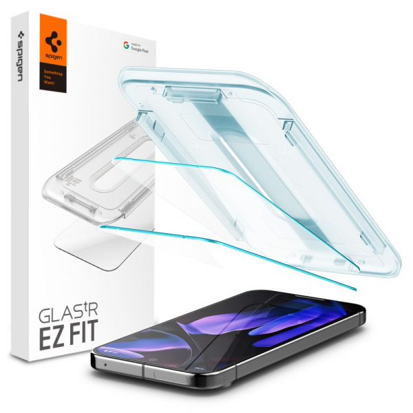 Front Cover Clear Screen Protector Spigen GlastR EZ FIT for Google Pixel 9 / 9 Pro, 2-Pack AGL08442