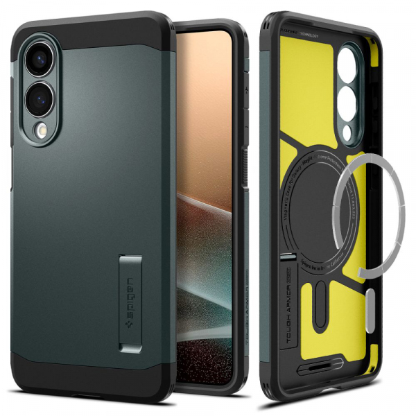 Hard Case Spigen Tough Armor with MagSafe for Samsung Galaxy S25 Edge S937, Abyss Green ACS09424