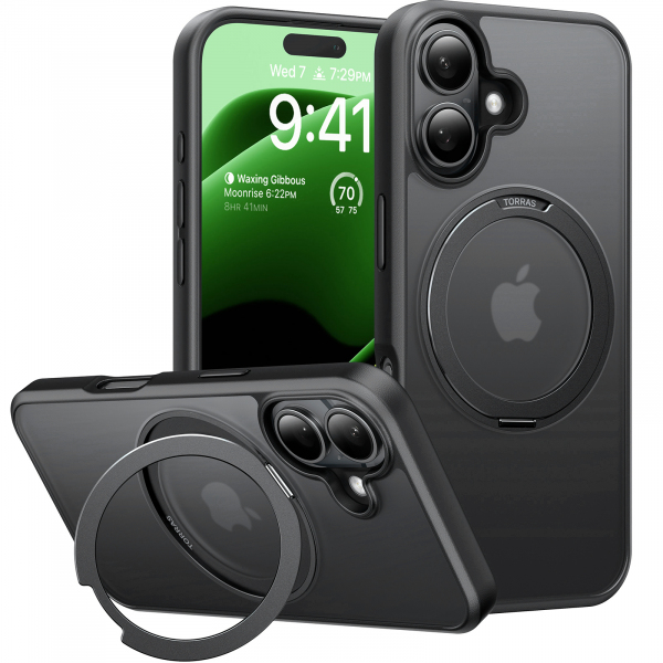 Hard Case Torras Ostand Pro with MagSafe for Apple iPhone 16 Plus, Black