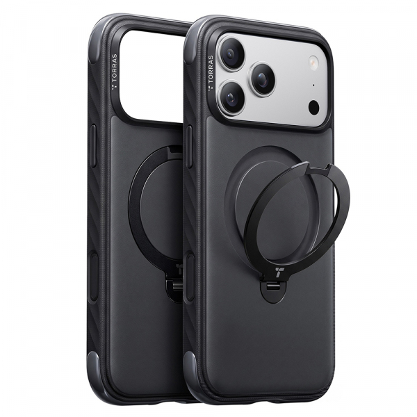 Hard Case Torras Ostand Q3 Rugged with MagSafe for Apple iPhone 18 Pro Max / 17 Pro Max, Jet Black