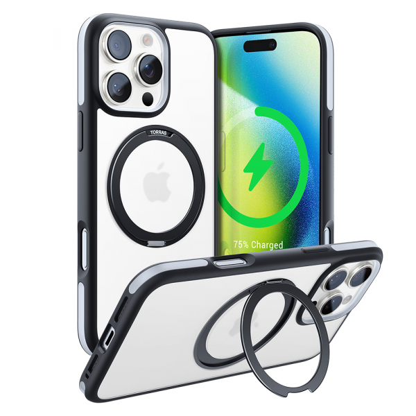 Hard Case Torras Ostand R Fusion with MagSafe for Apple iPhone 16 Pro Max, Black